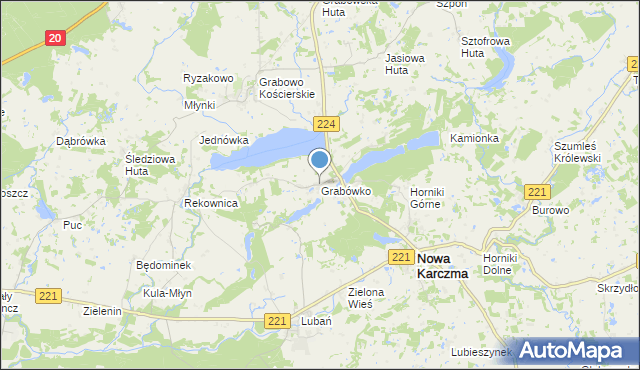 mapa Grabówko, Grabówko gmina Nowa Karczma na mapie Targeo